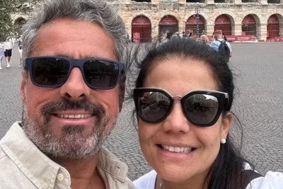 Marcus Rocha, ex-marido de N&iacute;vea Stelmann, em foto durante uma viagem com a atriz -  (crédito: Redes sociais)