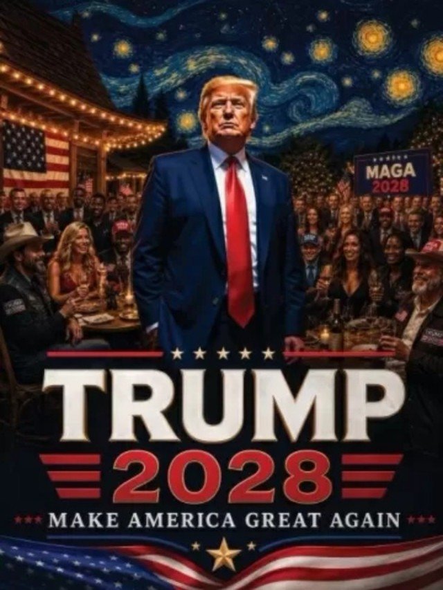 Cartaz de Trump produzido por IA indicando uma poss&iacute;vel disputa de terceiro mandato