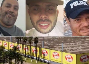 As fotos dos tr&ecirc;s funcion&aacute;rios v&iacute;timas do ataque a facadas e a fachada da f&aacute;brica da Bombril, local do crime -  (crédito: Divulga&ccedil;&atilde;o)