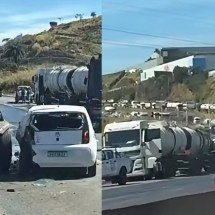 Acidente com caminhão e seis carros trava trânsito na Fernão Dias, em Betim - Reprodução/Redes Sociais 