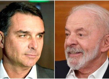 Flávio Bolsonaro e Lula seguem polarizando a corrida presidencial -  (crédito: DANIEL RAMALHO/AFP)