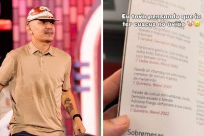 Jo&atilde;o Gomes se surpreendeu ao ver "cuscuz" no card&aacute;pio de voo, esperando o prato nordestino -  (crédito: Redes sociais)