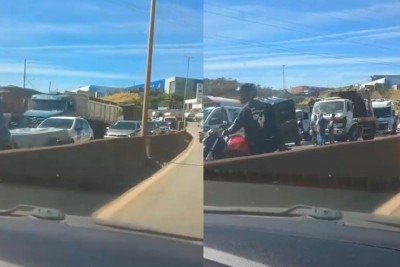 Após acidente entre caminhão e seis carros, Fernão Dias tem fluxo liberado com 5 km de lentidão  -  (crédito: Reprodução/Redes Sociais)