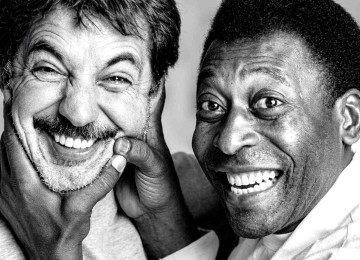 Tripolli e Pelé no encontro que marcou a vida do fotógrafo -  (crédito: Arquivo pessoal)
