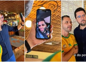 Gusttavo Lima grava vídeo de apoio a Cleitinho, que aparece ao lado de Falcão -  (crédito: Reprodução)