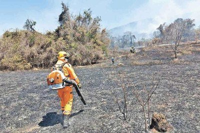 Bombeiros destacam que cenário crítico com a combinação de clima seco e altas temperaturas é agravado por negligência humana ou ação criminosa -  (crédito: CBMMG/Divulgação)
