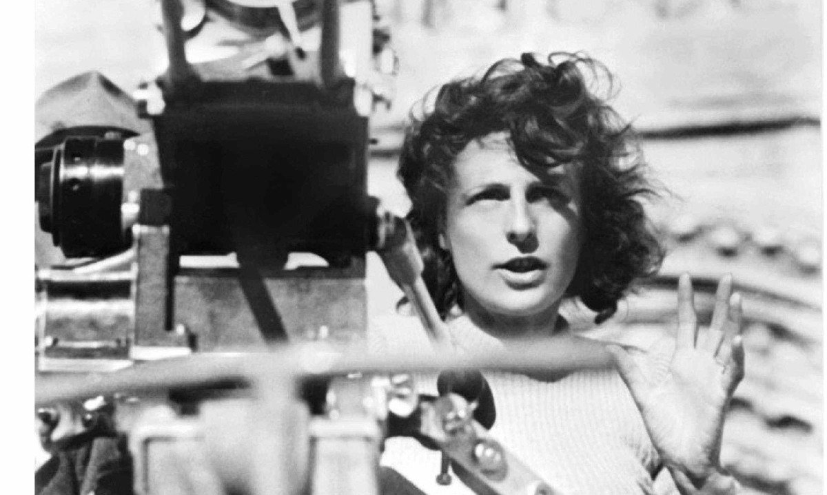 Leni Riefenstahl durante as filmagens de 