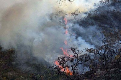 Inc&ecirc;ndio consome a Serra do Gandarela, em Rio Acima, na Regi&atilde;o Metropolitana de Belo Horizonte -  (crédito: CBMMG/Divulga&ccedil;&atilde;o)