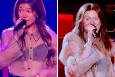 Kelly Clarkson quase mostrou os peitos devido a uma ventania em um show, mas fez piada com a situação -  (crédito: Redes sociais)