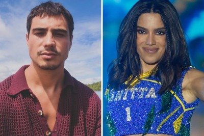 Anitta e o ator Danilo Mesquita, apontado como novo affair da cantora, em imagem lado a lado -  (crédito: Redes sociais / AFP)