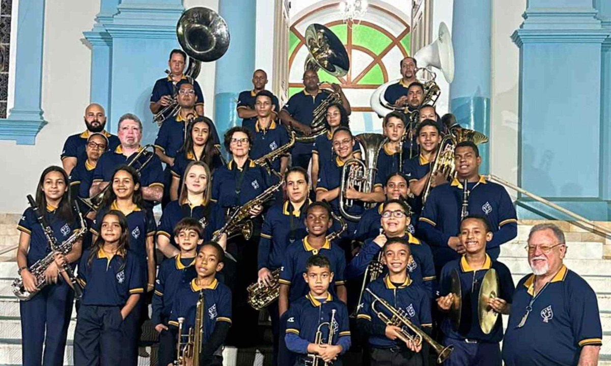 Formada por voluntários, muitos ainda criança, banda participa de todos os momentos da tradicional Festa de Nossa Senhora do Rosário - (crédito: DIVULGAÇÃO)