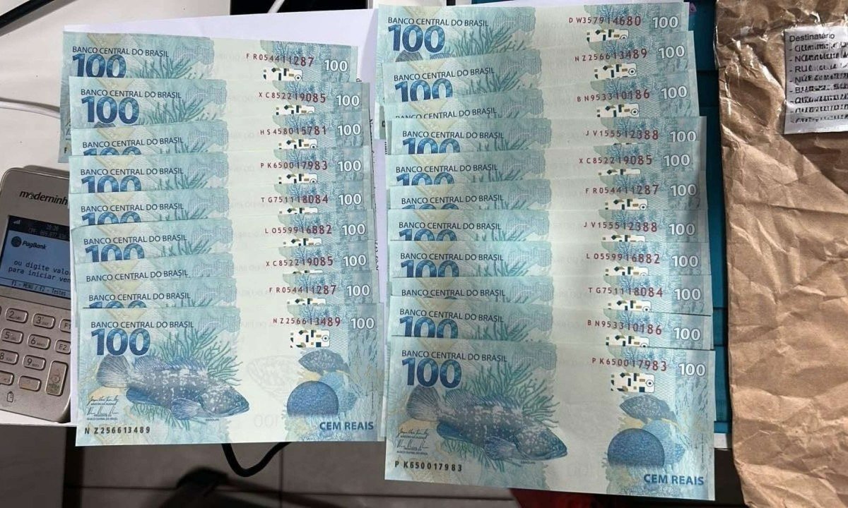 Todas as cédulas apreendidas são de R$ 100, totalizando aproximadamente 80 notas falsas - (crédito: Divulgação/PF)