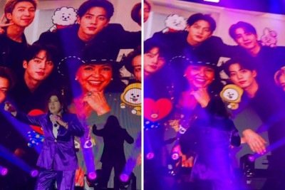 Roberta Miranda homenageia o BTS exibindo imagens do grupo em tel&otilde;es durante seu show em Cerro Cor&aacute;, refor&ccedil;ando sua paix&atilde;o pelo K-pop -  (crédito: Redes sociais)