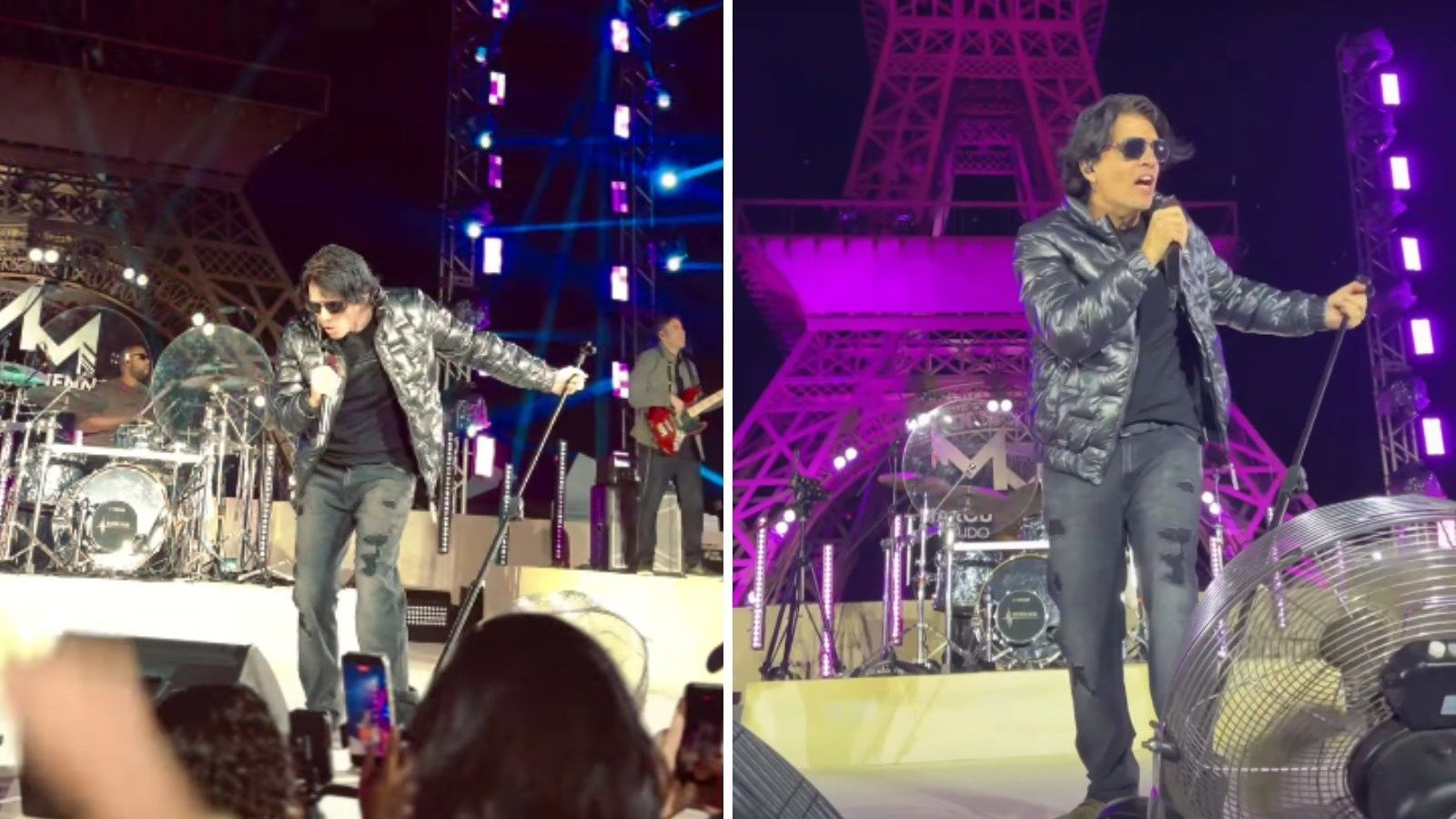 Marcus Menna no palco da Torre Uaiffel durante a grava&ccedil;&atilde;o de seu projeto audiovisual solo, "Tudo de Novo", marcando seu retorno aos palcos -  (crédito: Redes sociais)
