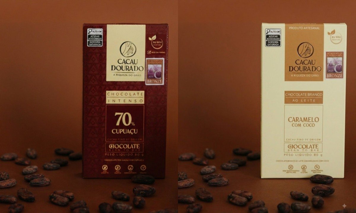 Um chocolate 70% cacau e outro branco da Cacau Dourado conquistaram medalha de ouro no chamado "Oscar do chocolate" - (crédito: Cacau Dourado/Divulgação )