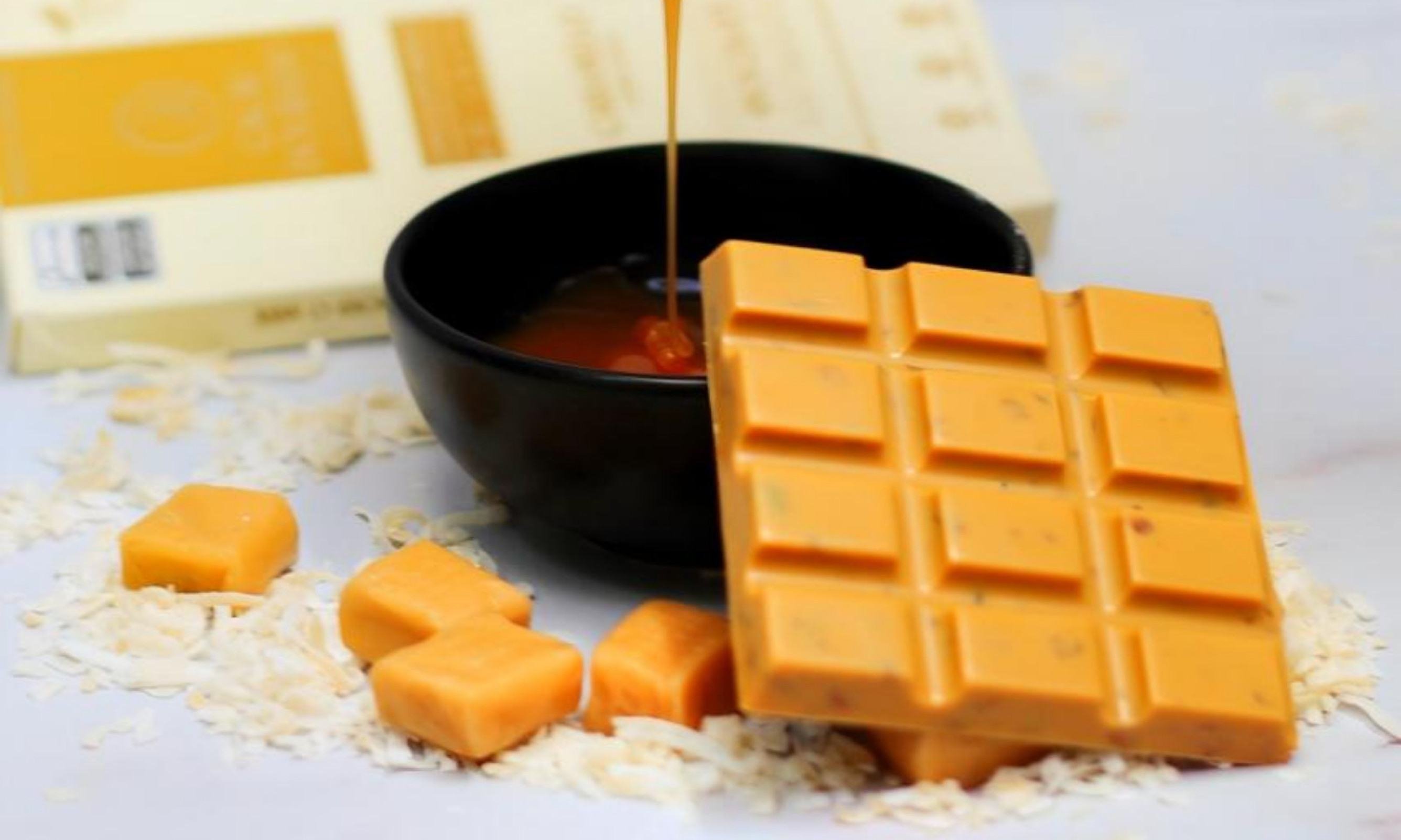 Caramelo e coco se unem em chocolate branco premiado