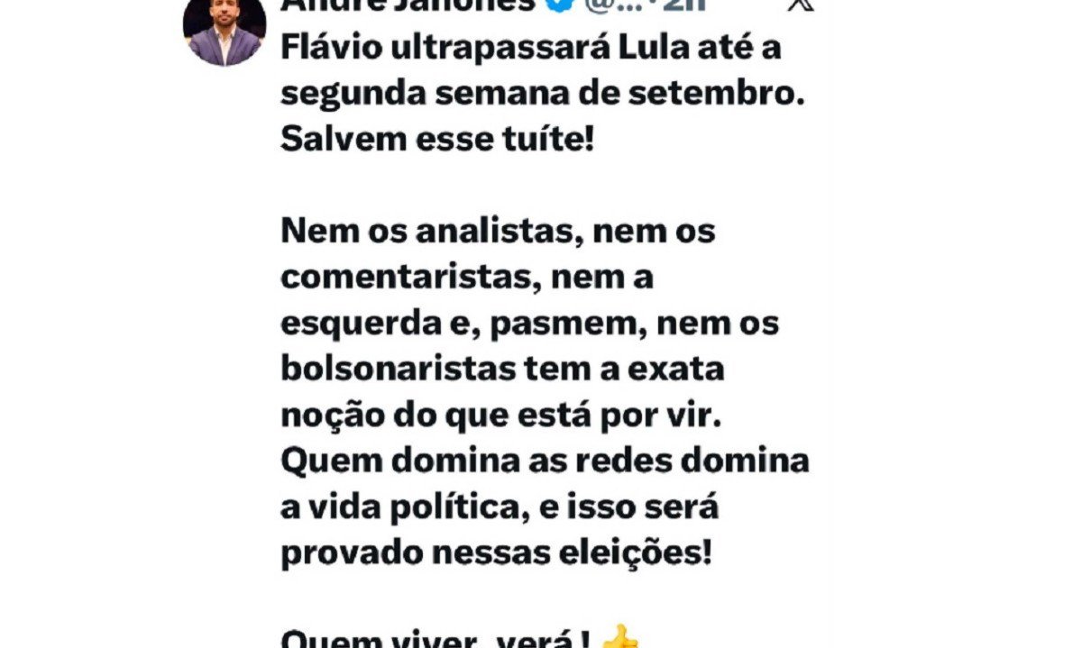 Janones usou redes sociais para manifestar aposta sobre resultado da elei&ccedil;&atilde;o presidencial