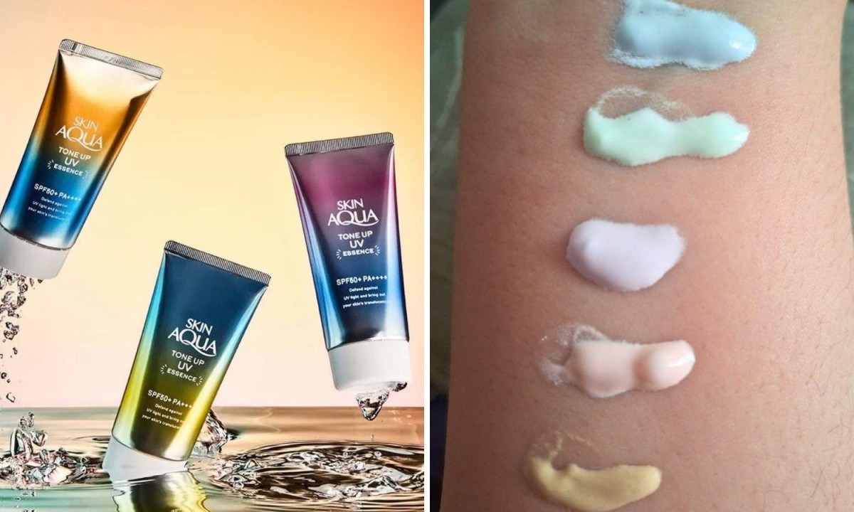 A linha Skin Aqua Tone Up UV Essence oferece protetores solares com tecnologia de colorimetria para uniformização e proteção UV da pele - (crédito: Divulgação)