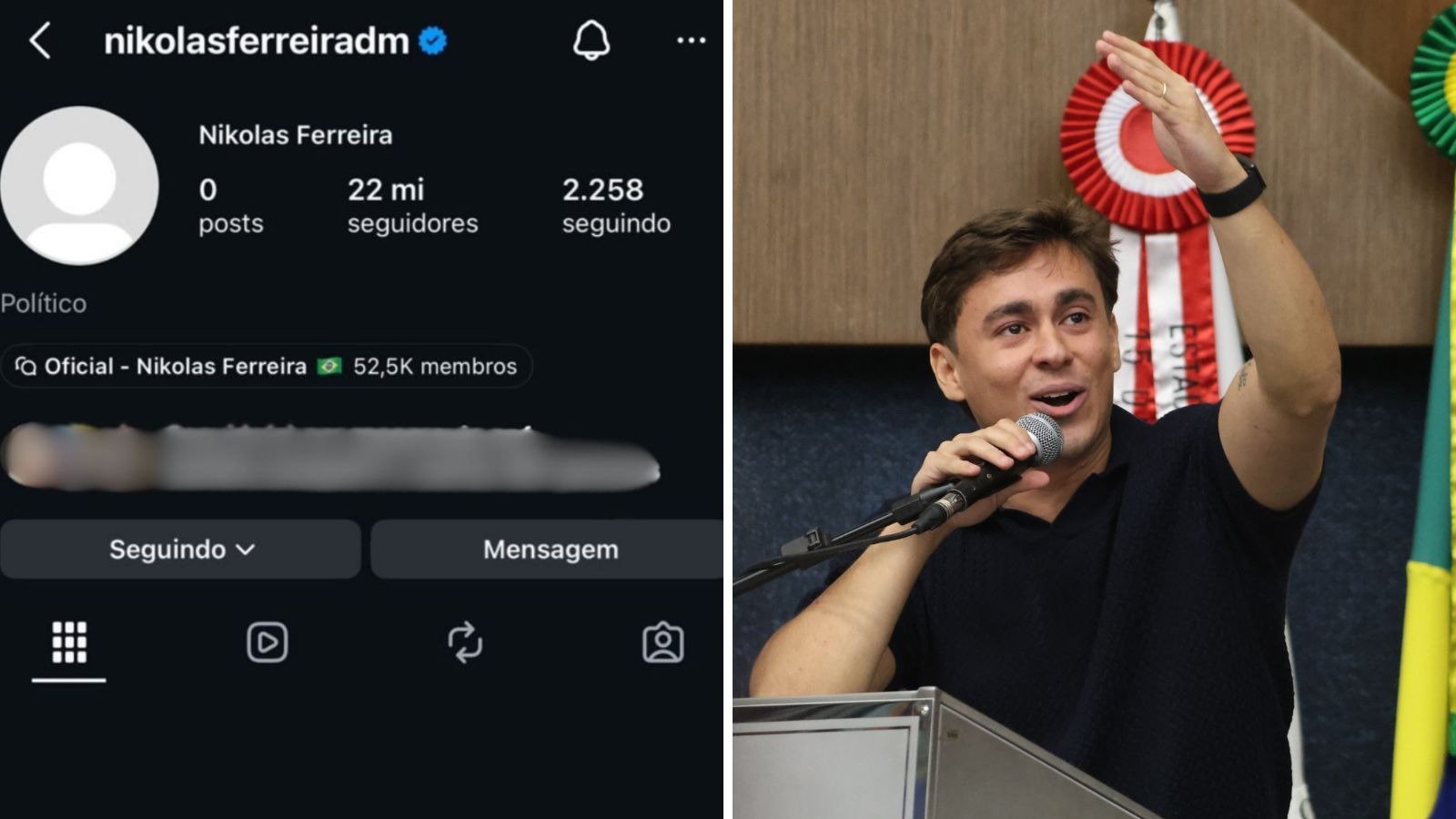 Posts do perfil de Nikolas Ferreira sumiram; assessoria do deputado diz n&atilde;o saber o que aconteceu -  (crédito: Instagram/ Marcos Vieira / EM)