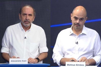 Kalil e Simões tiveram o primeiro embate no debate -  (crédito: Reprodução/YouTube)