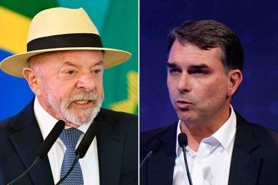 Lula e Flávio Bolsonaro são os favoritos na corrida presidencial de 2026 -  (crédito: SÉRGIO LIMA/AFP EVARISTO SÁ/AFP)