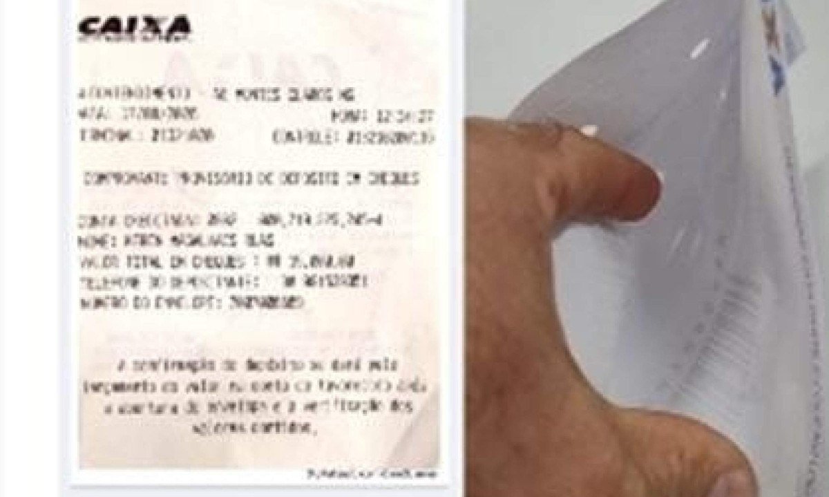 Segundo a Policia Civil, homem simulou um depósito no valor de R$ 15 mil para tentat golpe contra agência bancária - (crédito: Polícia Civil/divulgação)