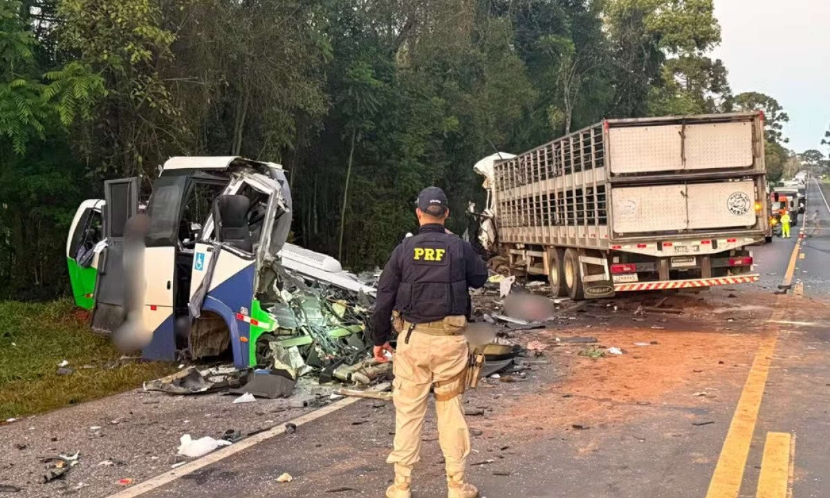 A maior parte das vítimas ocupava o micro-ônibus - (crédito: PRF)