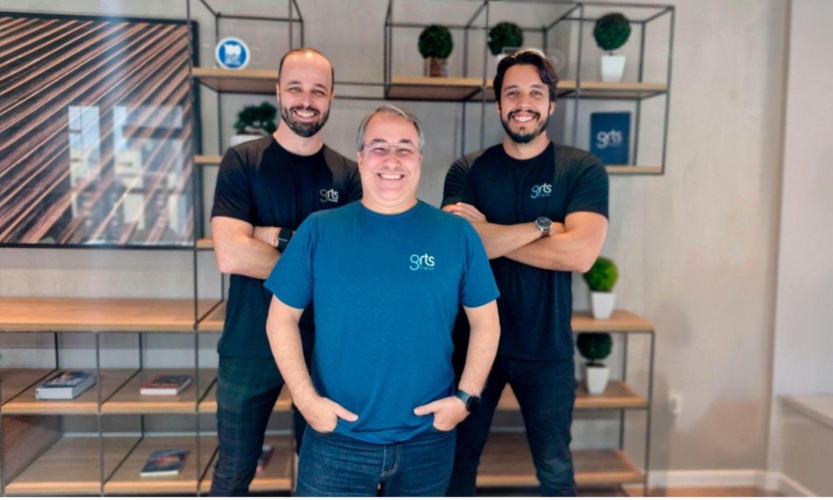 Uirá Menezes (CEO); Fernando Bueno (CGO); e Victor Pastori (CTO), da GRTS Digital - (crédito: Divulgação)