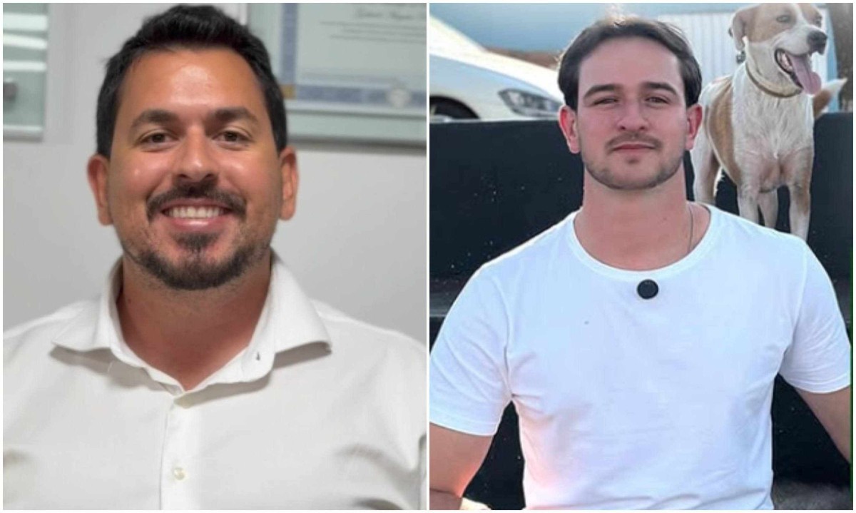 Lei de autoria do vereador Civoney Tavares (à direita) foi sancionada pelo prefeito de Brumadinho Gabriel Parreiras (à esquerda) - (crédito: Instagram/Reprodução)