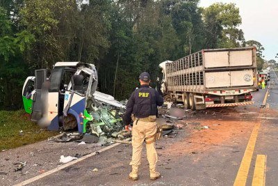 A maior parte das vítimas ocupava o micro-ônibus -  (crédito: PRF)