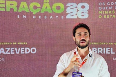Candidato ao Governo de Minas Gabriel Azevedo (MDB) em sabatina promovida pela AMIG Brasil -  (crédito: Edésio Ferreira/EM/D.A. Press)