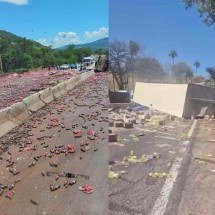 BR-381 é liberada após retirada de carreta que tombou na pista - Redes Sociais/Reprodu&ccedil;&atilde;o