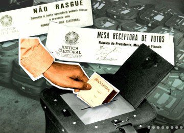 M&aacute;quinas de votar e a pr&oacute;pria Justi&ccedil;a Eleitoral brasileira foram institu&iacute;das depois de insatisfa&ccedil;&otilde;es da popula&ccedil;&atilde;o e demandas por elei&ccedil;&otilde;es seguras e transparentes. -  (crédito: Arte: Soraia Piva/EM)
