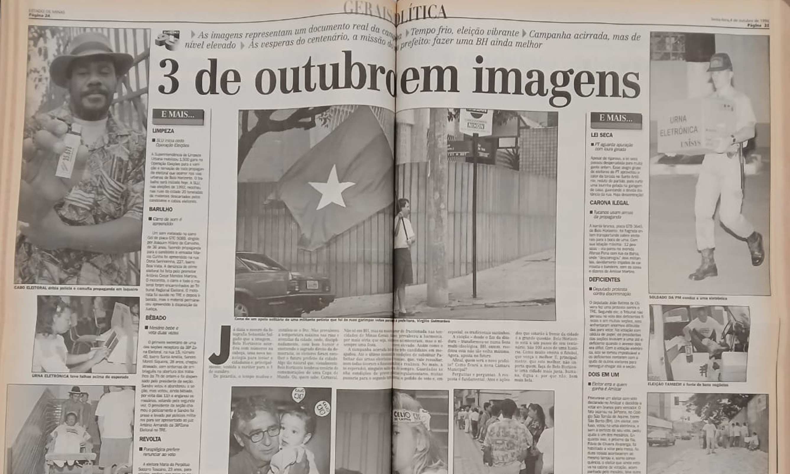 Publica&ccedil;&atilde;o do Estado de Minas de 3/10/1996 mostrou cenas da primeira vota&ccedil;&atilde;o com urna eletr&ocirc;nica do Brasil