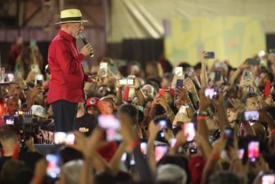 Presidente Lula inaugurou o palanque em Minas nessa sexta -  (crédito: Marcos Vieira/EM/D.A. Press)