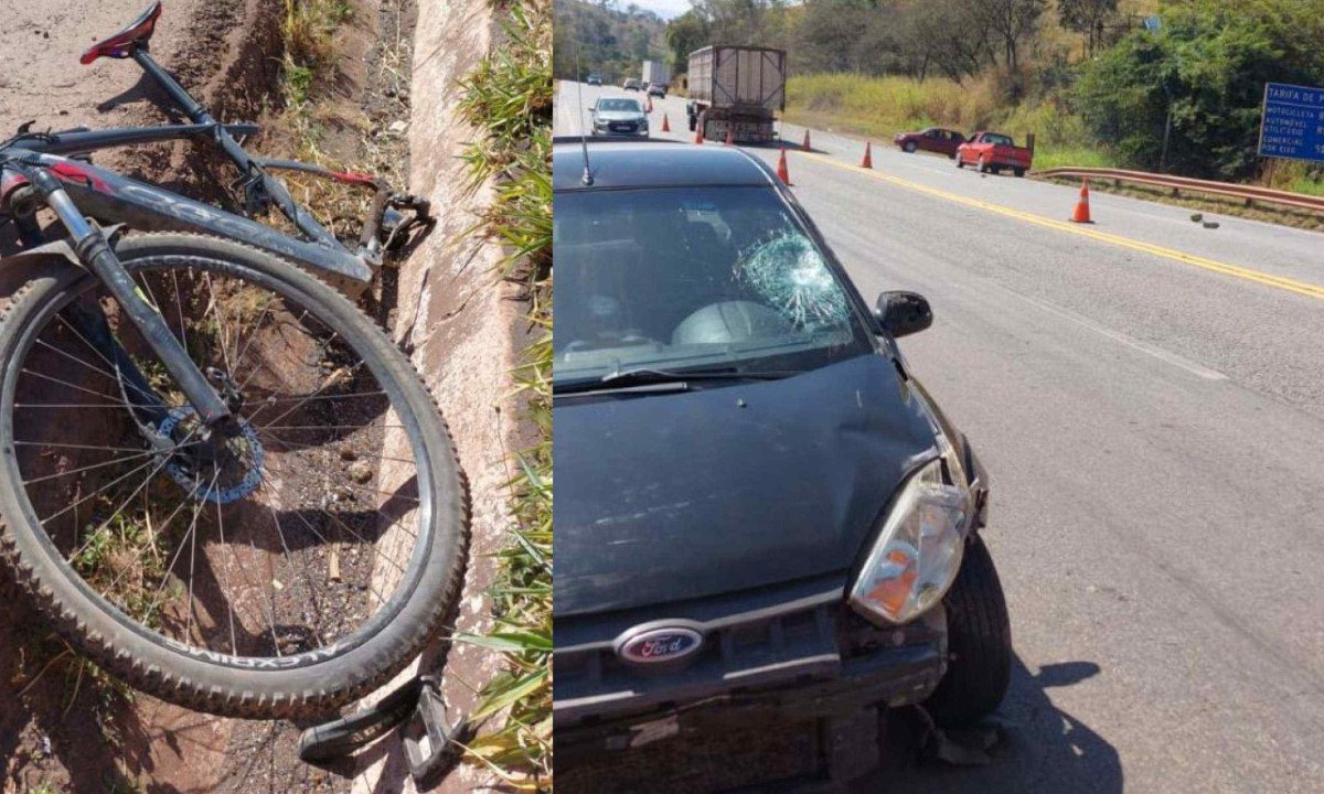 Ciclista de 47 anos morreu ao tentar atravessar a rodovia MG-050, em Itaúna, Centro-Oeste de Minas Gerais - (crédito: CBMMG)