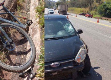 Ciclista de 47 anos morreu ao tentar atravessar a rodovia MG-050, em Ita&uacute;na, Centro-Oeste de Minas Gerais -  (crédito: CBMMG)