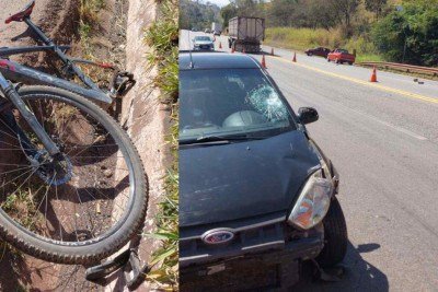 Ciclista de 47 anos morreu ao tentar atravessar a rodovia MG-050, em Ita&uacute;na, Centro-Oeste de Minas Gerais -  (crédito: CBMMG)