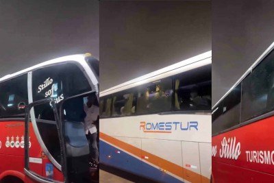 &ocirc;nibus de fi&eacute;is foram apedrejados na BR-040, em Nova Lima ap&oacute;s show godspell. Foram confundidos com transportes para torcedores -  (crédito: Reprodu&ccedil;&atilde;o/Redes Sociais)