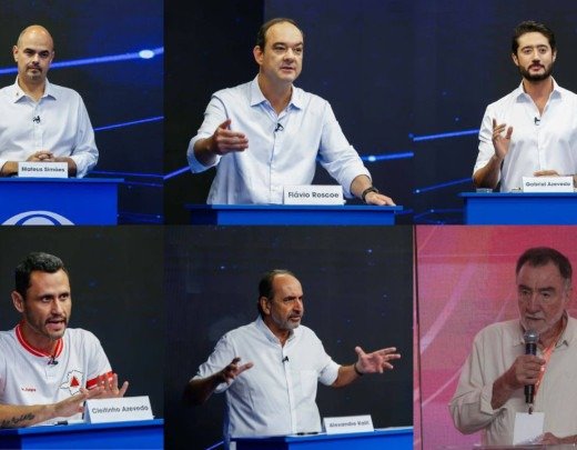 Candidatos ao governo de Minas Gerais Mateus Simões (PSD), Flávio Roscoe (PL), Gabriel Azevedo (MDB), Cleitinho (Republicanos), Alexandre Kalil (PDT) e Patrus Ananias (PT) - (crédito: Júnia Garrido/Band Minas/Divulgação e Edésio Ferreira/EM/D.A. Press) Candidatos ao governo de Minas Gerais Mateus Simões (PSD), Flávio Roscoe (PL), Gabriel Azevedo (MDB), Cleitinho (Republicanos), Alexandre Kalil (PDT) e Patrus Ananias (PT) - (crédito: Júnia Garrido/Band Minas/Divulgação e Edésio Ferreira/EM/D.A. Press)