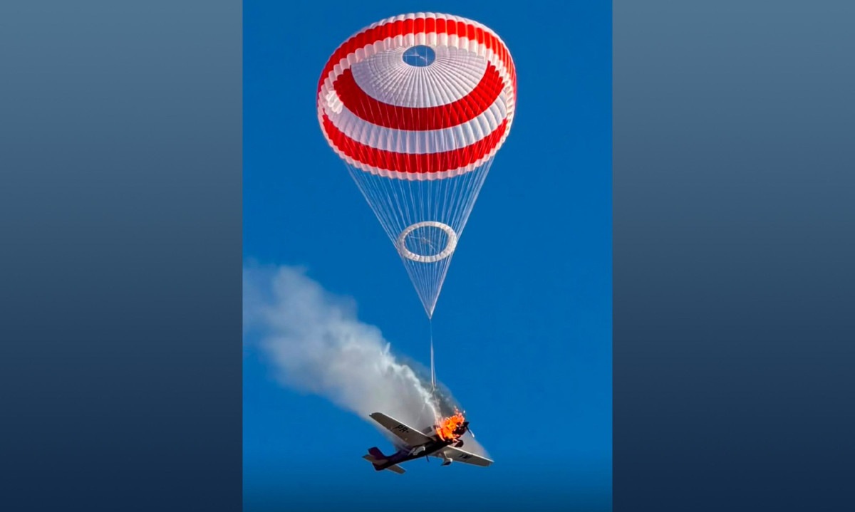 Avião monomotor que caiu em Mateus Lemes nesta terça (25) acionou paraquedas - (crédito: Reprodução)