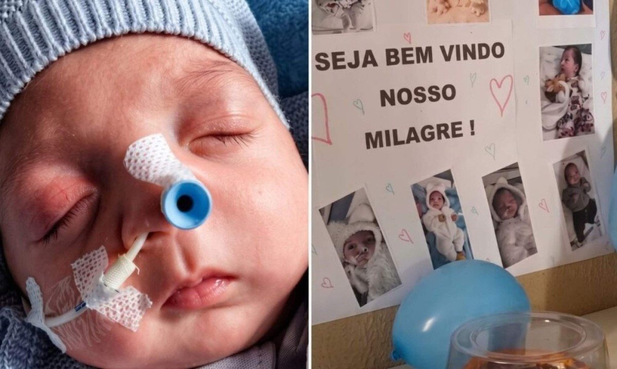 Recém-nascido sobrevive após ser colocado em saco funerário e família comemora "milagre" com festa dois meses depois da falha técnica que mudou sua vida - (crédito: Tupi)