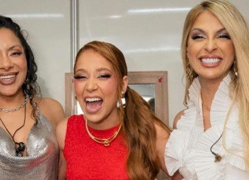 Priscila Senna, Marília Tavares e Calcinha Preta se encontram na gravação de 'Elas com Elas' -  (crédito: Divulgação)
