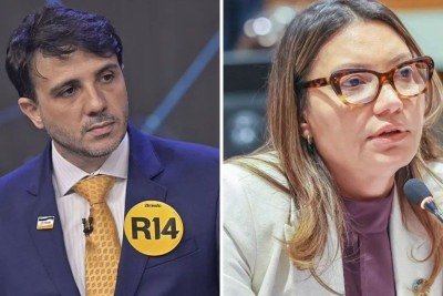 Renan Santos e Janja Lula da Silva, figuras centrais na pol&ecirc;mica sobre as declara&ccedil;&otilde;es do candidato durante o debate presidencial. -  (crédito: Band / Claudio Kbene/Presid&ecirc;ncia da Rep&uacute;blica)