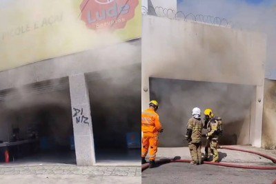 Incêndio em estabelecimento comercial no Bairro Rio Branco, na Região de Venda Nova -  (crédito: Divulgação/CBMMG)