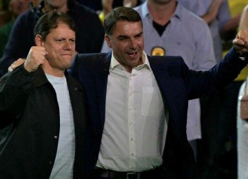Candidato à reeleição no estado de São Paulo saiu em defesa de Flávio Bolsonaro -  (crédito: Nelson Almeida/AFP)