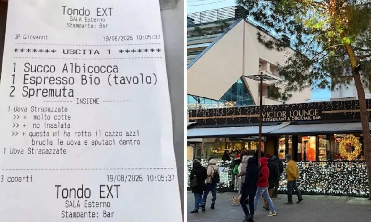 Comanda de pedido com nota ofensiva entregue a cliente brasileira no restaurante Victor Lounge, em Florença, Itália - (crédito: Redes sociais)