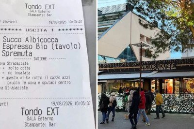 Comanda de pedido com nota ofensiva entregue a cliente brasileira no restaurante Victor Lounge, em Floren&ccedil;a, It&aacute;lia -  (crédito: Redes sociais)