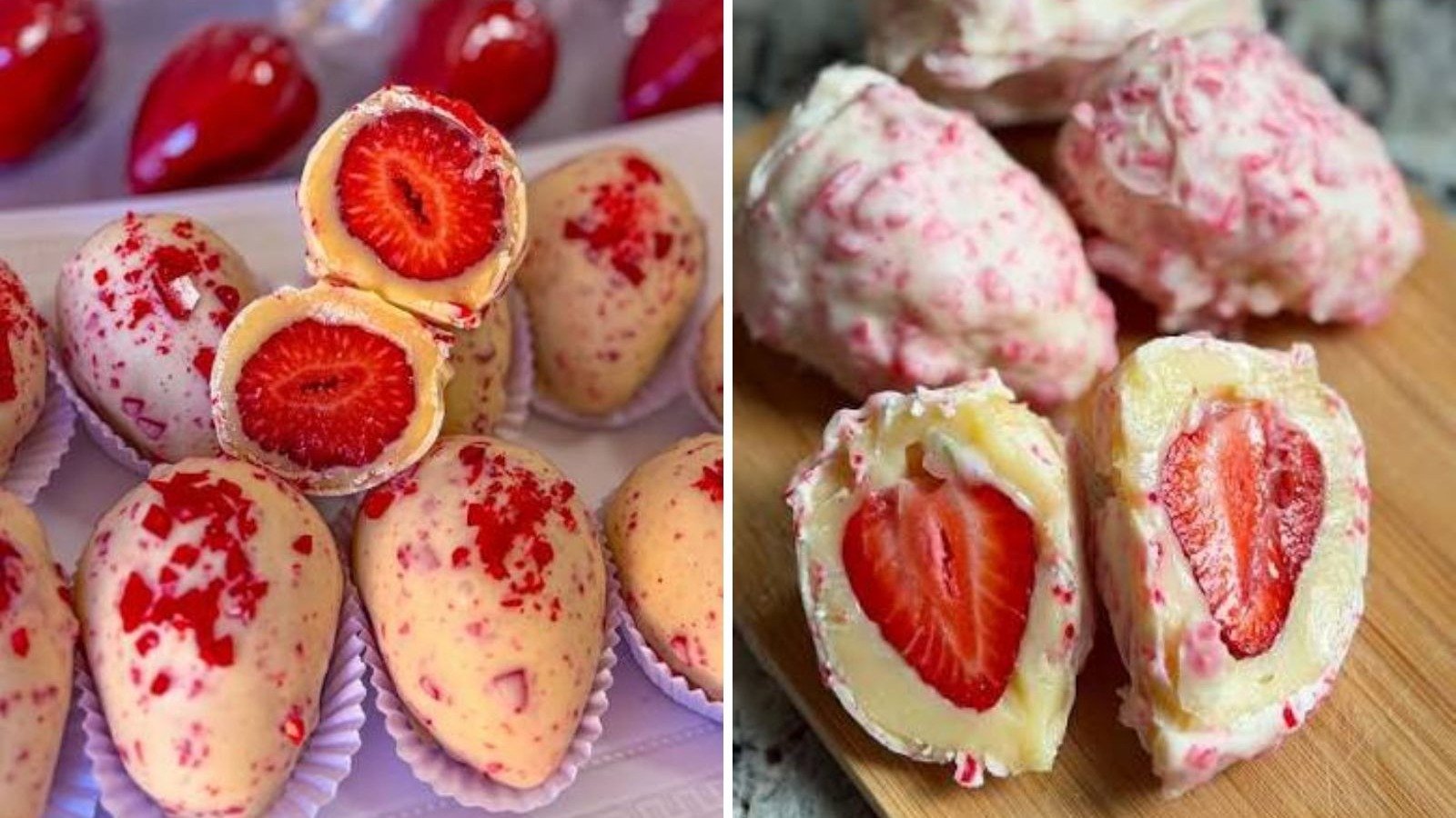 O morango cravejado, nova sensa&ccedil;&atilde;o nas redes sociais, combina a fruta com brigadeiro, chocolate branco e peda&ccedil;os de caramelo crocante -  (crédito: Redes sociais)