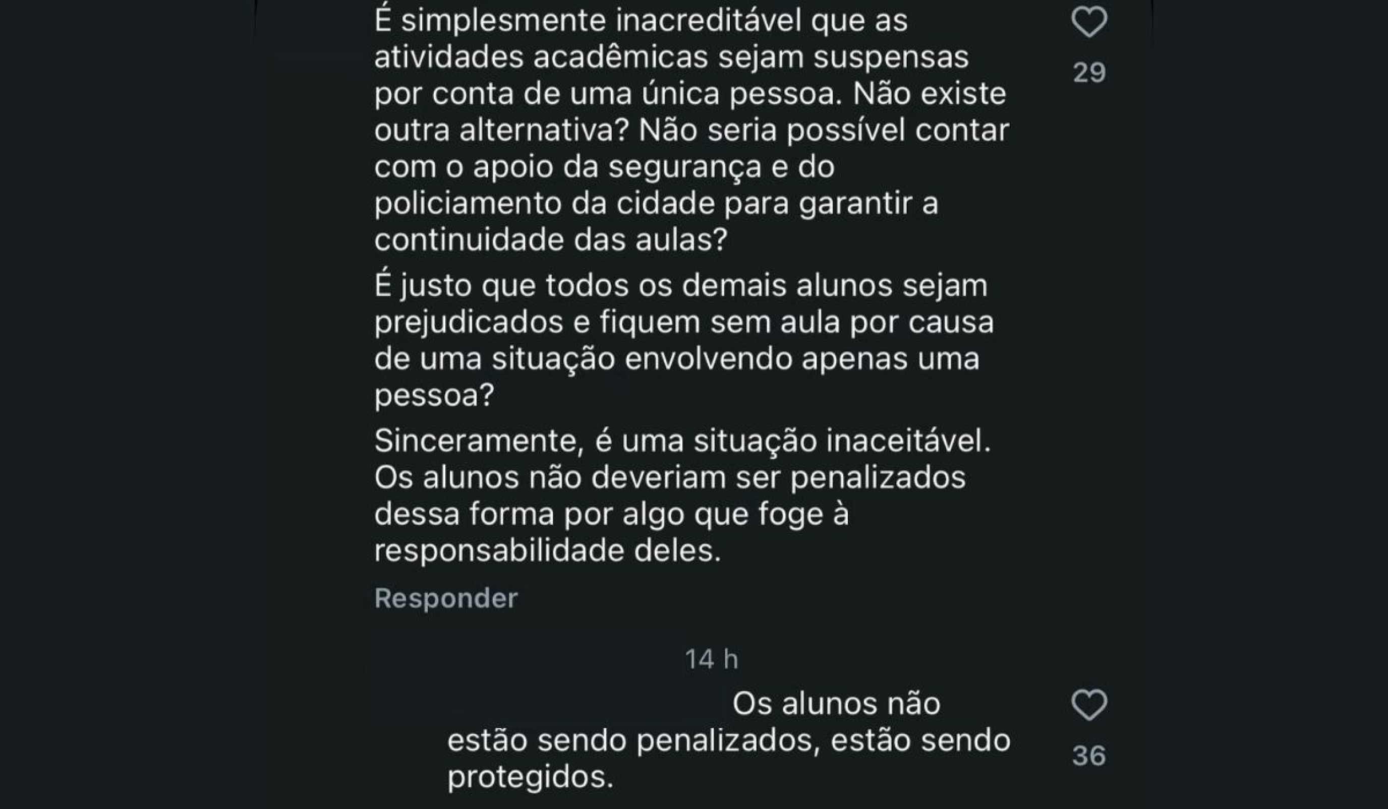 Coment&aacute;rios contr&aacute;rios s&atilde;o questionados por outras pessoas 
